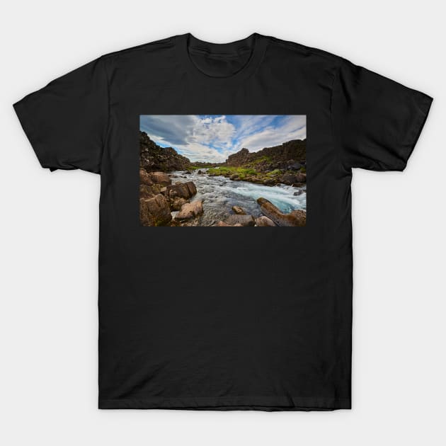 Stream, Thingvellir, Iceland T-Shirt by mbangert